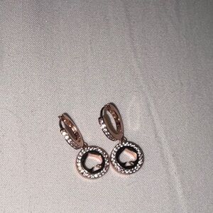 Kate Spade Rose Gold Crystal Hoop Drop Earrings - Women Jewelry